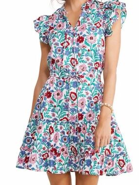 Vineyard Vines Floral Tie-Neck 100% Cotton Dress